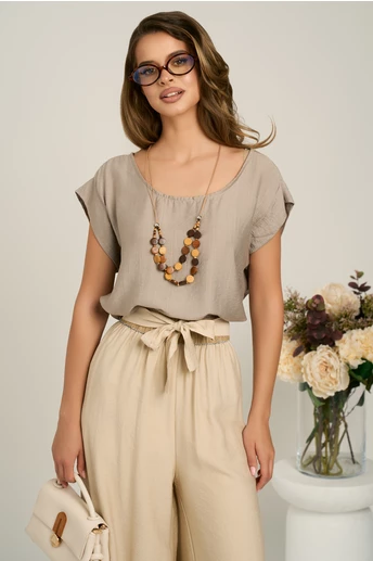 Bluza lejera bej din viscoza cu accesoriu