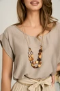 Bluza lejera bej din viscoza cu accesoriu, 3, dyfashion.ro