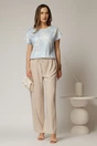 Bluza lejera cu imprimeu bleu si maneci scurte cu adaos de viscoza, 3, dyfashion.ro