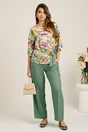 Bluza lejera cu imprimeu verde-albastru din viscoza cu funda in talie- Viada, 4, dyfashion.ro