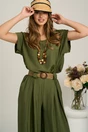Bluza lejera kaki din viscoza cu accesoriu, 1, dyfashion.ro
