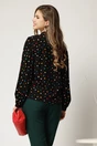 Bluza lejera neagra cu picatele colorate din viscoza cu nasturi pe bust, 2, dyfashion.ro
