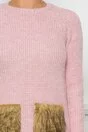Bluza Lexa roz din tricot cu blanita la buzunare