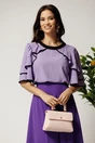 Bluza lila din viscoza cu volane la maneci, 1, dyfashion.ro