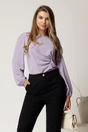 Bluza lila din voal cu fronseu in talie, 1, dyfashion.ro