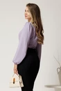 Bluza lila din voal cu fronseu in talie, 2, dyfashion.ro