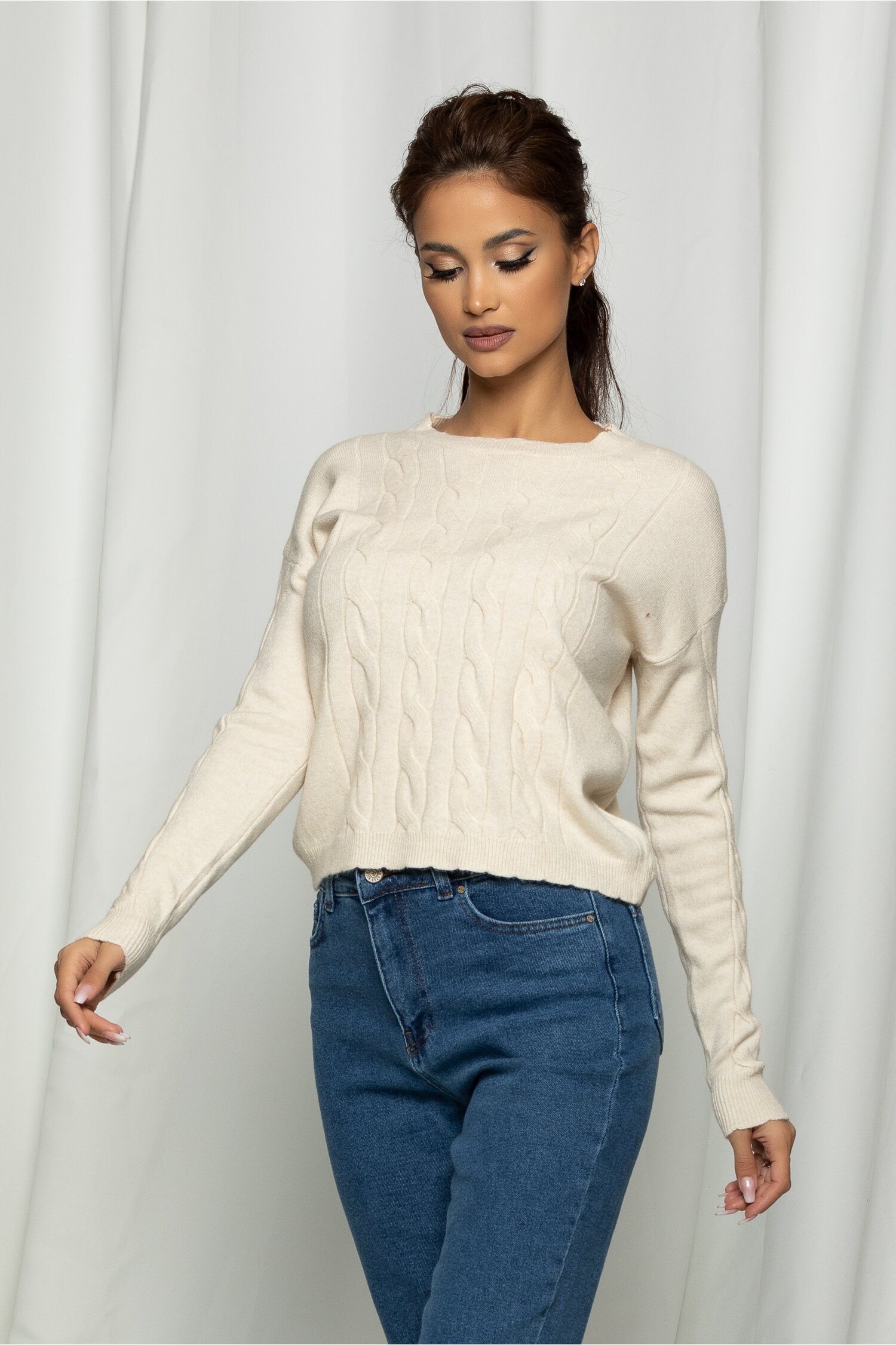 Bluza lily ivory cu aspect impletit