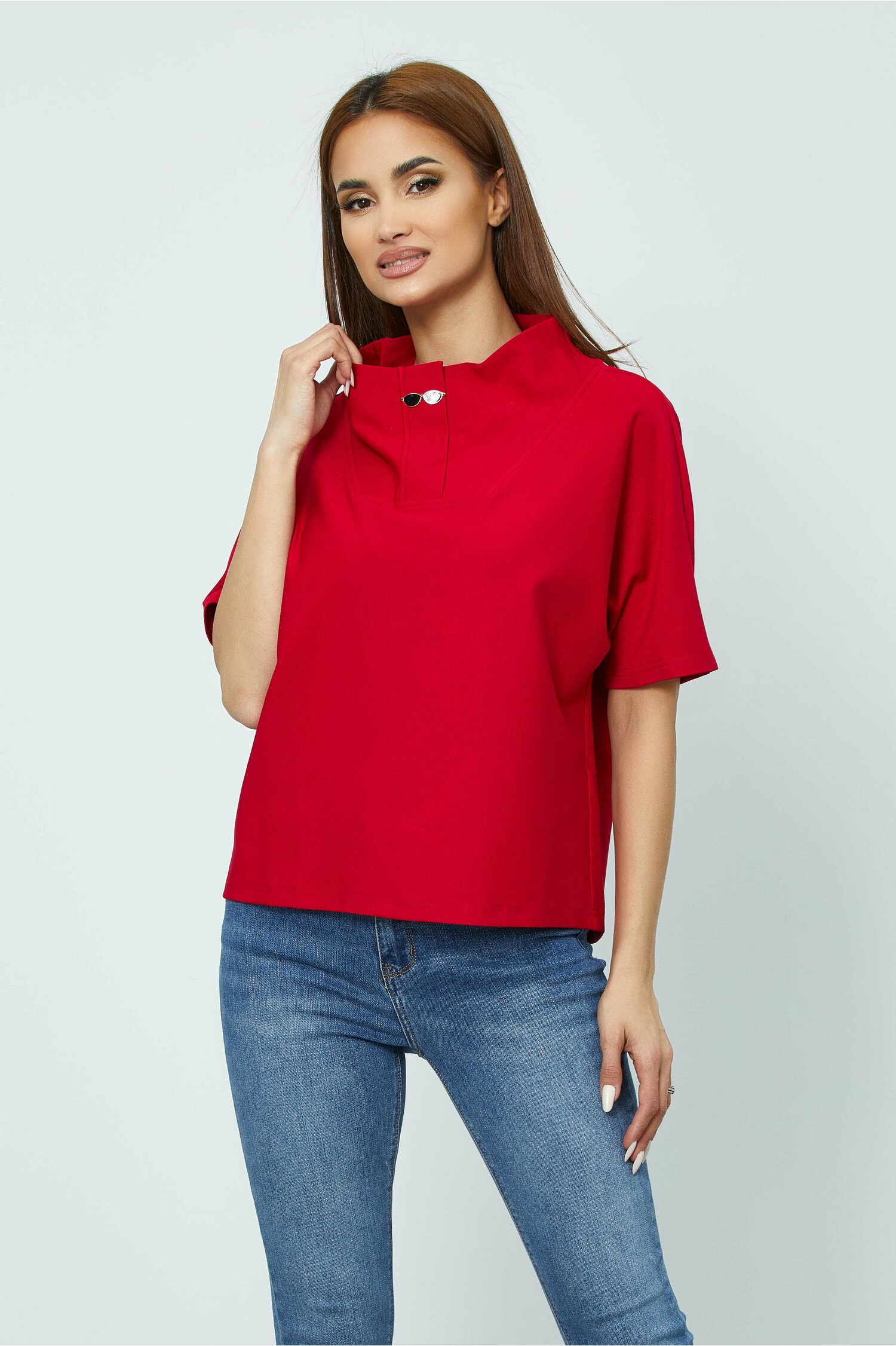 Bluza mabel rosie cu maneca scurta