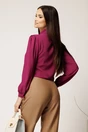 Bluza magenta din voal cu croi cambrat si guler tip esarfa, 2, dyfashion.ro