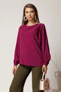 Bluza magenta eleganta din voal cu perle pe umar, 1, dyfashion.ro