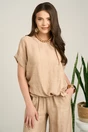 Bluza maro din viscoza cu croi lejer si nod la baza, 1, dyfashion.ro