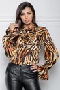 Bluza MBG orange cu animal print si volane