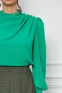 Bluza MBG verde cu nasturi perlati pe umar