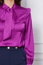 Bluza MBG violet cu esarfa si decolteu in V