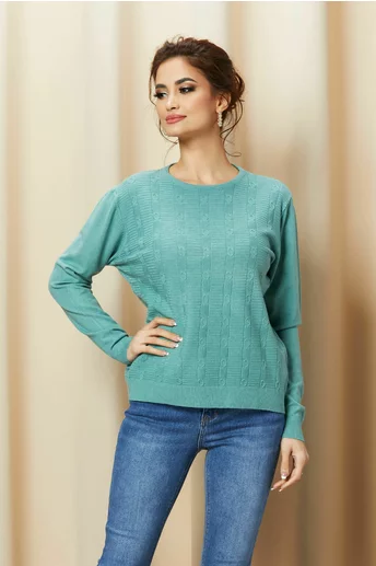 Bluza Miriam verde cu model in relief