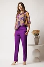 Bluza mov din voal oversized cu imprimeu galben- Viada, 3, dyfashion.ro