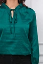 Bluza Moze verde cu guler incretit
