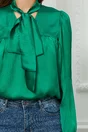 Bluza Moze verde cu guler tip esarfa