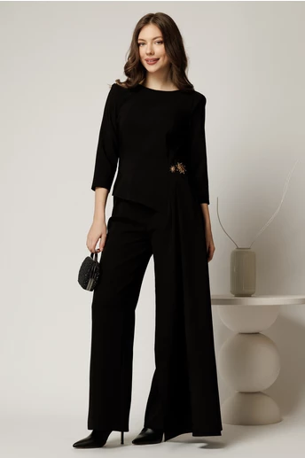 Bluza neagra dama asimetrica de ocazie