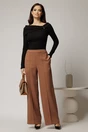 Bluza neagra din bumbac cu decolteu barcuta si brosa, 3, dyfashion.ro