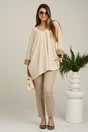 Bluza oversize ivory cu mansete aurii