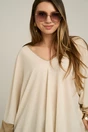 Bluza oversize ivory cu mansete aurii