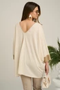 Bluza oversize ivory cu mansete aurii