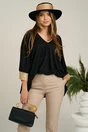 Bluza oversize neagra cu mansete aurii
