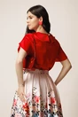 Bluza rosie din voal satinat cu volan la bust, 2, dyfashion.ro