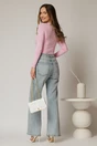 Bluza roz casual cu decolteu decupat si accesoriu, 2, dyfashion.ro
