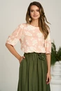 Bluza roz cu flori din viscoza cu croi drept, 1, dyfashion.ro