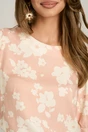 Bluza roz cu flori din viscoza cu croi drept, 3, dyfashion.ro