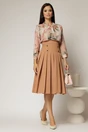 Bluza roz cu imprimeu abstract si aplicatie tip cravata, 2, dyfashion.ro