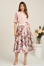 Bluza roz din viscoza cu pliuri si accesoriu metalic delicat, 4, dyfashion.ro