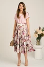 Bluza roz din viscoza lejera cu floare la bust, 4, dyfashion.ro