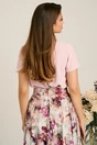 Bluza roz din viscoza lejera cu floare la bust, 2, dyfashion.ro