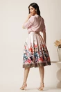 Bluza roz din viscoza lejera cu volanas pe bust, 2, dyfashion.ro