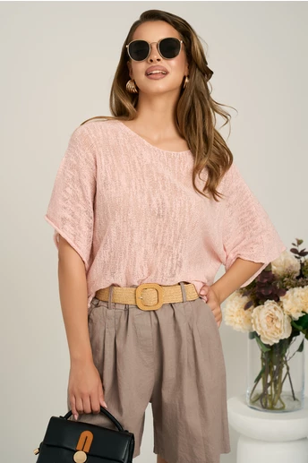 Bluza roz lejera din tricot subtire