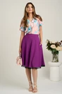 Bluza roz piersica din viscoza lejera cu imprimeu turcoaz, 4, dyfashion.ro