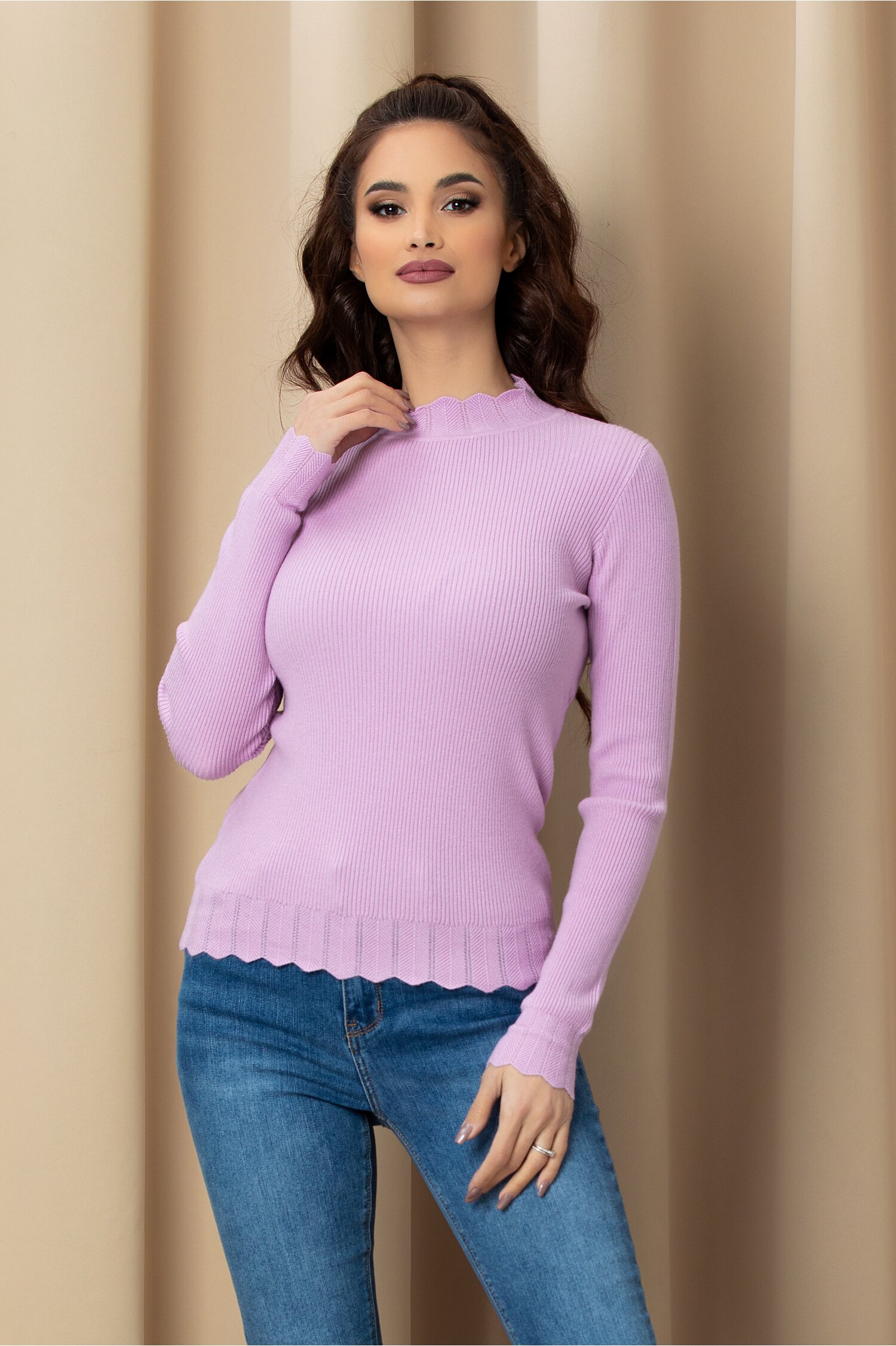 Bluza samia lila cu guler cu model