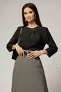 Bluza vaporoasa din viscoza neagra cu pliuri si nasturi la decolteu, 1, dyfashion.ro