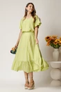 Bluza verde din rayon cu croi drept si volanase la maneci, 3, dyfashion.ro
