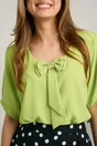 Bluza verde din viscoza lejera a cu funda, 3, dyfashion.ro