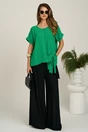 Bluza verde din viscoza oversized cu funda in talie, 4, dyfashion.ro