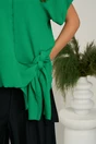 Bluza verde din viscoza oversized cu funda in talie, 3, dyfashion.ro