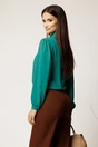 Bluza verde din voal cu croi cambrat si guler tip esarfa, 2, dyfashion.ro
