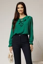 Bluza verde eleganta cu volanase si snur la decolteu, 1, dyfashion.ro