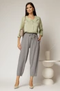 Bluza verde fistic cu nasturi decorativi si guler rotund incretit, 2, dyfashion.ro