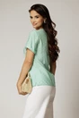 Bluza verde menta cu buline din rayon si broderie la decolteu, 2, dyfashion.ro
