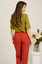 Bluza verde olive din viscoza lejera cu volanas pe bust, 2, dyfashion.ro